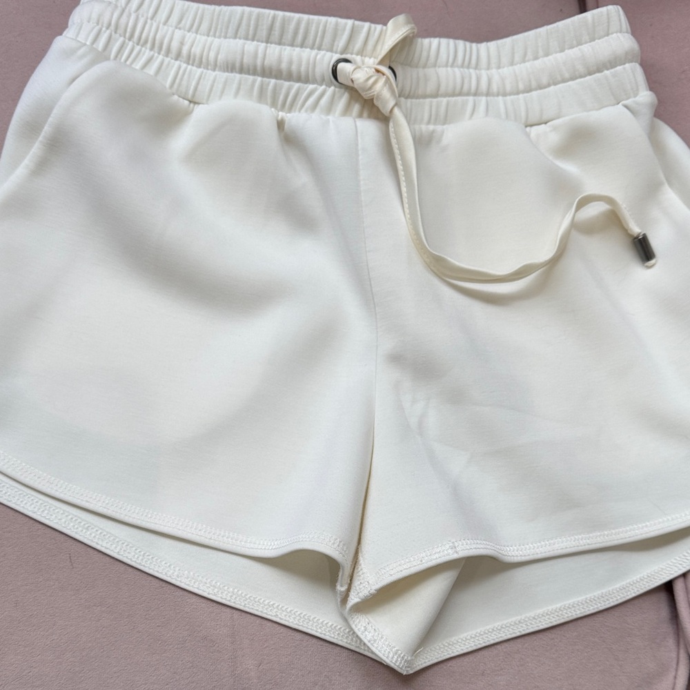 Women's White Drawstring Shorts
